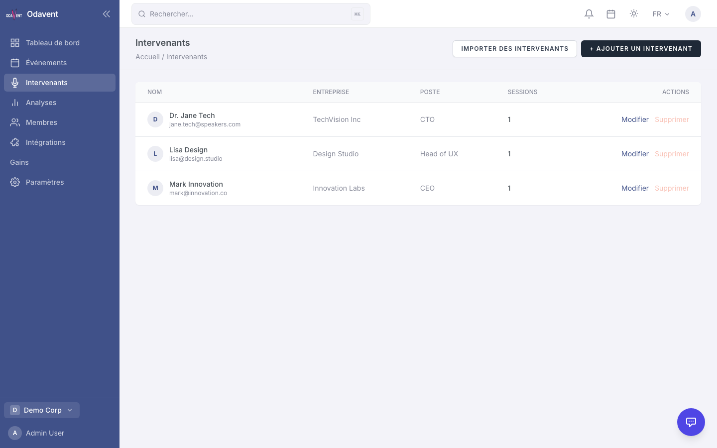 Speaker detail page with Send Portal Link button and token URL displayed